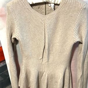 Rebecca Taylor oatmeal peplum sweater M